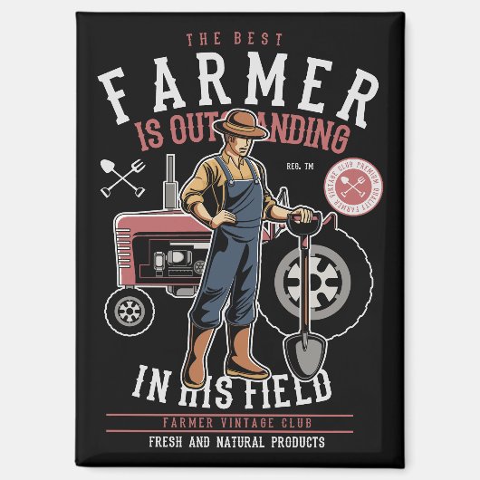 Bester Bauer Vintag Mancave Postkarte Magnet (Vorderseite)