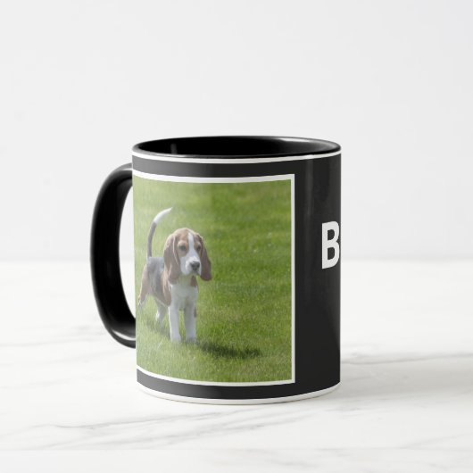 Bester Beagle Dog Vater und Foto Black Coffee Tasse (Vorderseite Links)