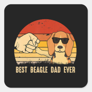 Bester Beagle Hund Vater je Retro Geschenk für Be Quadratischer Aufkleber