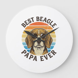 Bester Beagle-Papa Aller Zeiten Vintage Dog Dad-Sh Große Wanduhr
