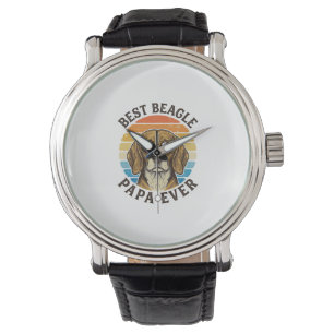 Bester Beagle-Papa Aller Zeiten Vintage-Hund-Vater Armbanduhr