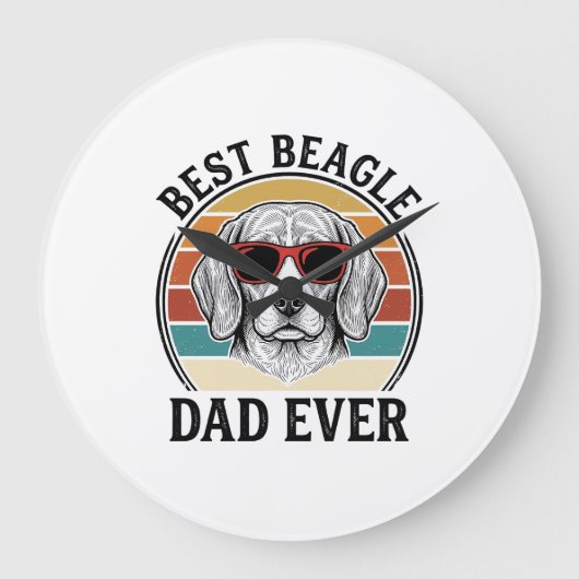 Bester Beagle-Vater Aller Zeiten Vintage Beagle-Sh Große Wanduhr (Vorderseite)