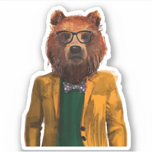 Bester bekleideter Bär Aufkleber (Vorderseite)