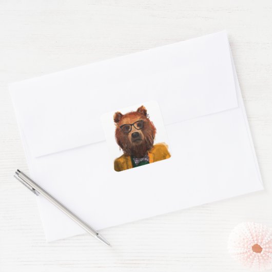 Bester bekleideter Bär Quadratischer Aufkleber (Umschlag)