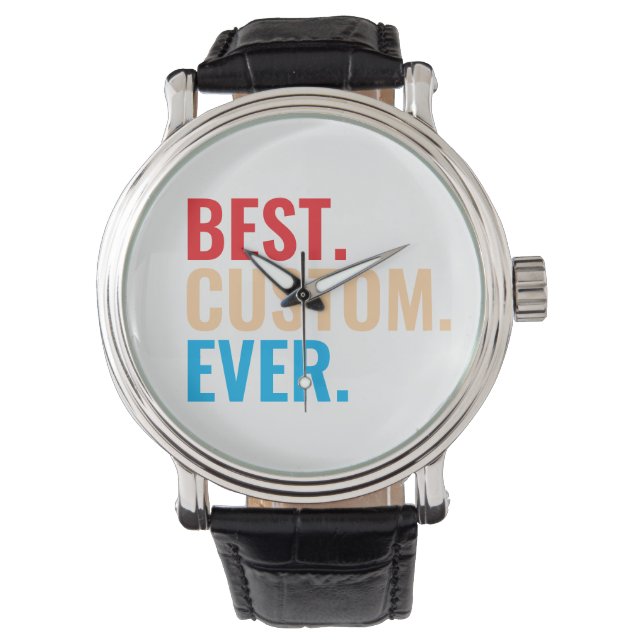 Bester benutzerdefinierter, Vintager Retro-Text Armbanduhr (Vorderseite)