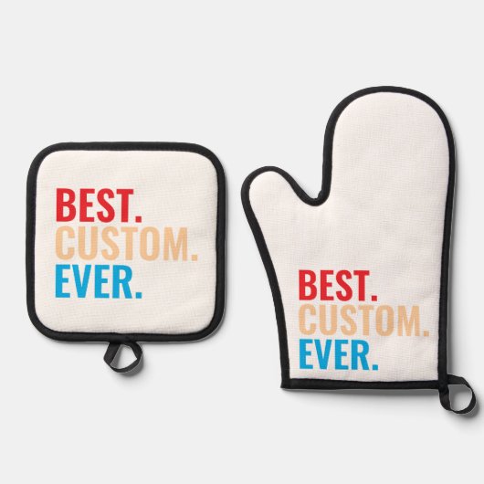 Bester benutzerdefinierter, Vintager Retro-Text Ofenhandschuh & Topflappen-Set (Vorderseite)