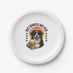 Bester Berner Vater Aller Zeiten Vintage-Hund-Bier Pappteller
