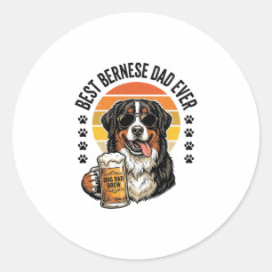 Bester Berner Vater Aller Zeiten Vintage-Hund-Bier Runder Aufkleber