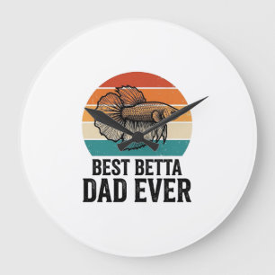 Bester Betta-Vater Aller Zeiten Vintage Fisch Desi Große Wanduhr