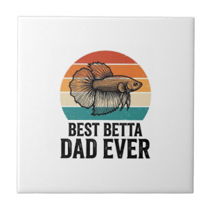 Bester Betta-Vater Aller Zeiten Vintage-Fischdesig Fliese