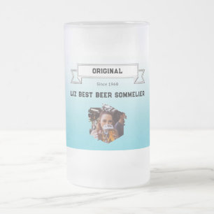Bester Bier-Sommelier Lean Blau Weiß Farbverlauf F Mattglas Bierglas