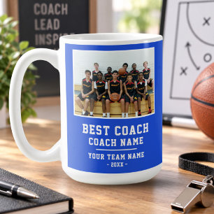 Bester Blau Coach Team Name Foto Danke Kaffeetasse