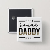 Bester Bonus Daddy je Leopard-Typografie Button (Vorne & Hinten)