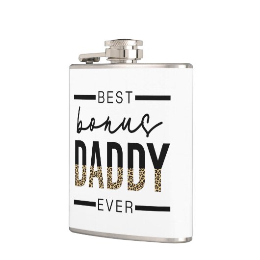 Bester Bonus Daddy je Leopard-Typografie Flachmann (Links)