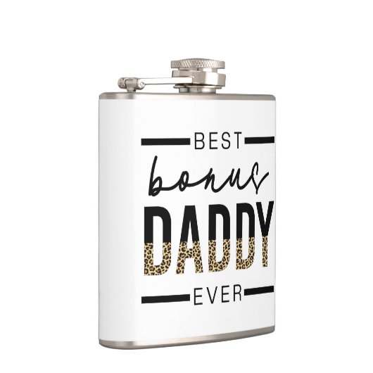 Bester Bonus Daddy je Leopard-Typografie Flachmann (Rechts)