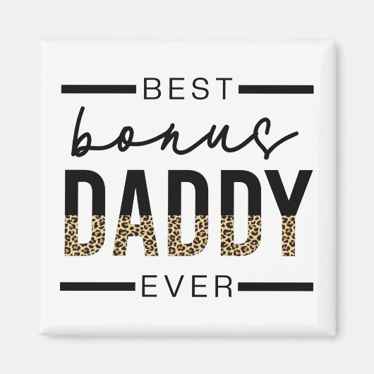 Bester Bonus Daddy je Leopard-Typografie Magnet (Vorne)