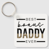 Bester Bonus Daddy je Leopard-Typografie Schlüsselanhänger (Vorderseite)