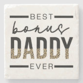 Bester Bonus Daddy je Leopard-Typografie Steinuntersetzer (Vorderseite)