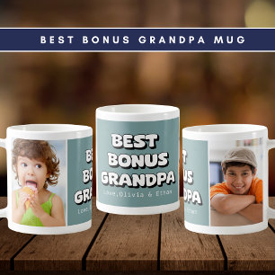 Bester Bonus Opa Grandkids 2 Foto Schieferblau Kaffeetasse
