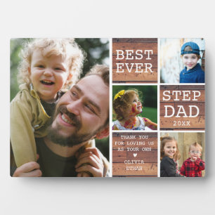 Bester Bonus Step Vater 4 Foto Collage Rustikales Fotoplatte
