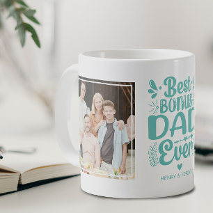 Bester Bonus-Vater je 2 Foto Keepake Kaffeetasse