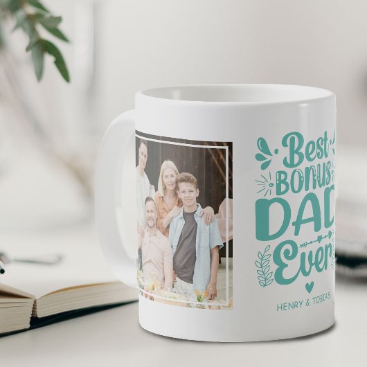Bester Bonus-Vater je 2 Foto Keepake Kaffeetasse