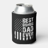 Bester Bonus-Vater je amerikanische Flagge Dosenkühler (Kanne Vorderseite)