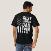 Bester Bonus-Vater je amerikanische Flagge T-Shirt (Schwarz voll)