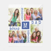 Bester Bonus-Vater je bearbeitbar Jahr 4 Foto Blau Fleecedecke (Vorderseite)