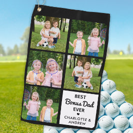 Bester BONUS-VATER je Golfer Custom 5 FotoCollage Golfhandtuch