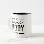 Bester Bonus-Vater je Leopard-Typografie Zweifarbige Tasse (Vorderseite Links)