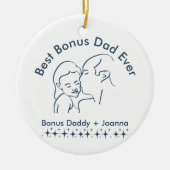 Bester Bonus Vater je, Step Vatertochter 1-Foto Keramik Ornament (Vorne)