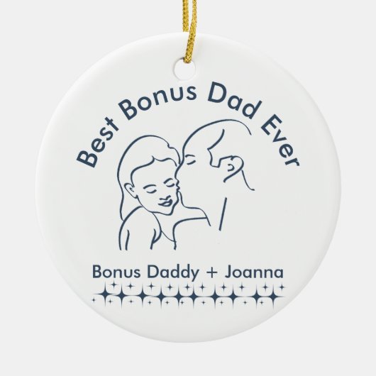Bester Bonus Vater je, Step Vatertochter 1-Foto Keramik Ornament (Vorne)