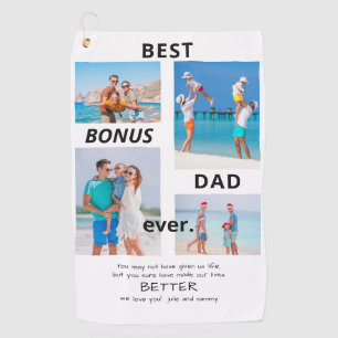 Bester Bonus Vater je Stepdad 4 Foto Vatertag Golfhandtuch
