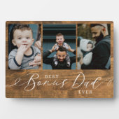 Bester Bonus Vater je Woodgrain Foto Fotoplatte (Vorderseite)