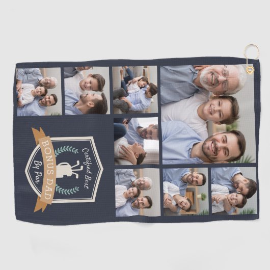 Bester Bonus-Vater nach Par | FotoCollage Golfhandtuch (Horizontal)