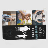 Bester Bonus-Vater nach Par | Monogramm-FotoCollag Golfhandtuch (Horizontal)