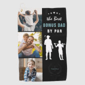 Bester Bonus-Vater nach Par | Monogramm-FotoCollag Golfhandtuch (Vorderseite)