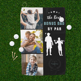 Bester Bonus-Vater nach Par | Monogramm-FotoCollag Golfhandtuch