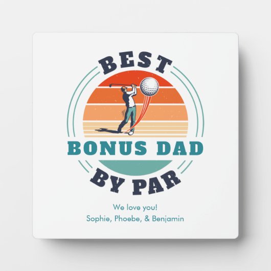 Bester Bonus-Vater nach Par Retro Stepdad Custom Fotoplatte (Vorderseite)