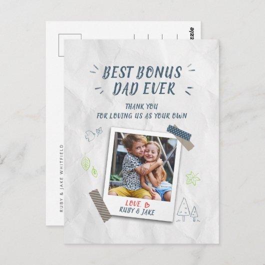 Bester Bonus Vater Stepdad Custom Foto Postkarte (Vorne/Hinten)
