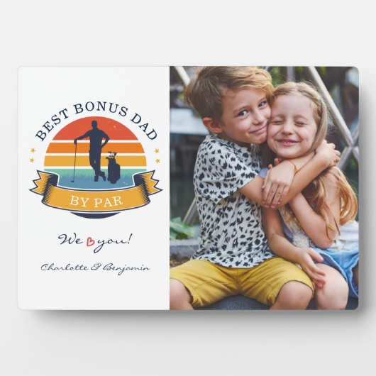 Bester Bonus-Vater von Par Retro Golf Vathers Day Fotoplatte (Vorderseite)