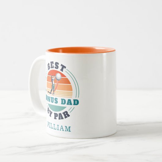 Bester Bonus Vater von Par Retro Stepdad Geburtsta Zweifarbige Tasse (Vorderseite Links)