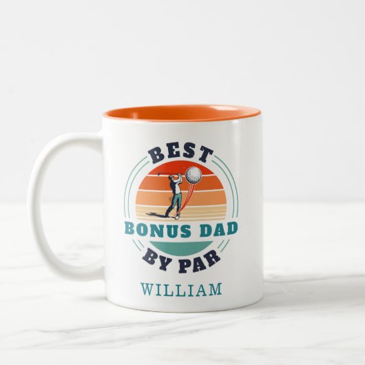 Bester Bonus Vater von Par Retro Stepdad Geburtsta Zweifarbige Tasse (Links)