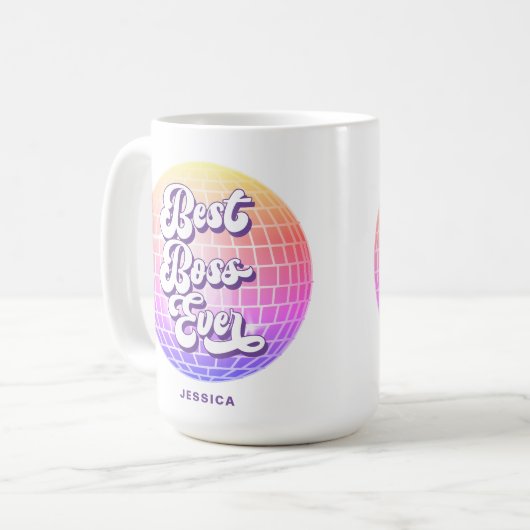 Bester Boss je | Farbenfrohe Diskothek | INDIVIDUE Kaffeetasse (Vorderseite Links)