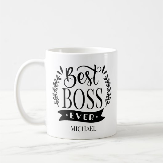 Bester Boss je Personalisierter Kranz Kaffeetasse (Links)