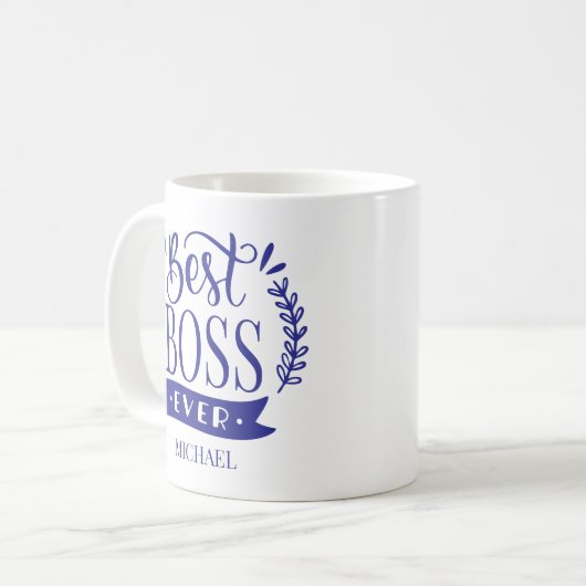 Bester Boss je Personalisierter Kranz Kaffeetasse (Vorderseite Links)