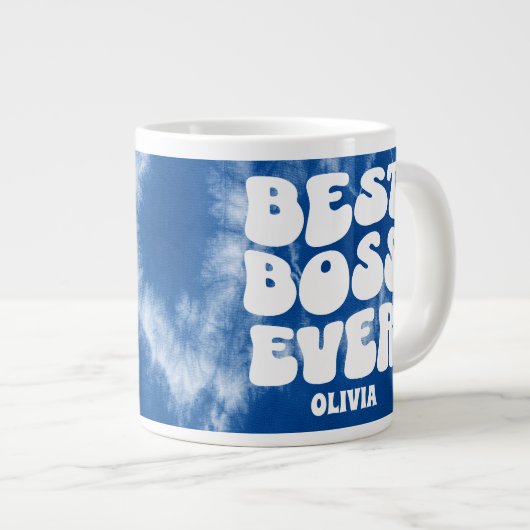Bester Boss je Retro Blue Gefärbte Krawatte Indivi Jumbo-Tasse (Vorderseite Rechts)