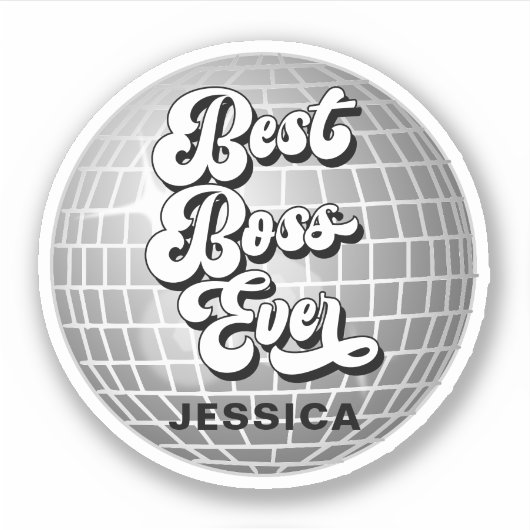 Bester Boss je | Silver Disco Ball Retro | Benutze Aufkleber (Vorderseite)