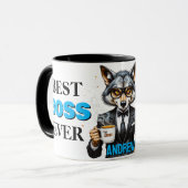 Bester Boss je Wolf mit Kaffee und Zitat Tasse (Vorderseite Links)